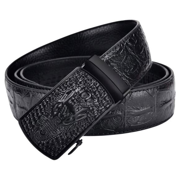 Crocodile Pattern Black Leather Belt | Size 47/49 - Picture 4 of 7